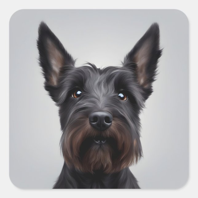Pegatina Cuadrada Terrier escocés (Anverso)