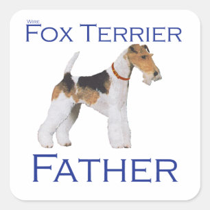 Pegatina Cuadrada Terrier Fox de Alambre Día del Padre