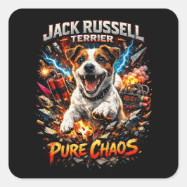 Pegatina Cuadrada Terrier Jack Russell