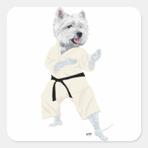 Pegatina Cuadrada ¡Terrier West Highland KARATE !