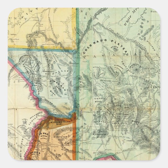 Pegatina Cuadrada Territorio de Arizona (Anverso)