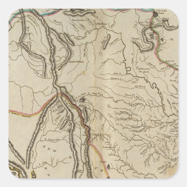 Pegatina Cuadrada Territorio de Misuri antes Luisiana (Anverso)