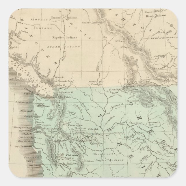 Pegatina Cuadrada Territorio de Oregón (Anverso)