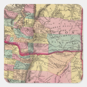 Pegatina Cuadrada Territorio de Oregon y de Washington