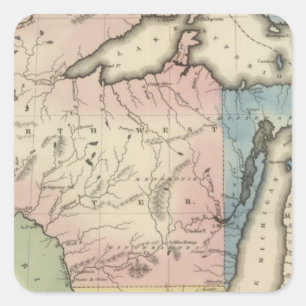 Pegatina Cuadrada Territorios occidentales y de Michigan del norte