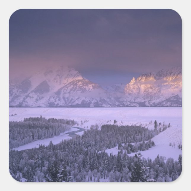 Pegatina Cuadrada Teton Range from Snake River Overview, Grand (Anverso)