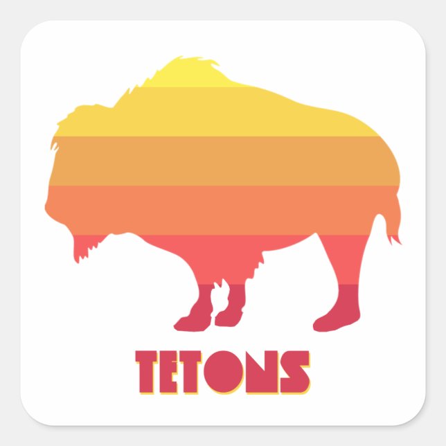 Pegatina Cuadrada Tetons Bison (Anverso)