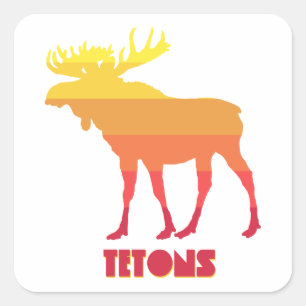 Pegatina Cuadrada Tetons Moose