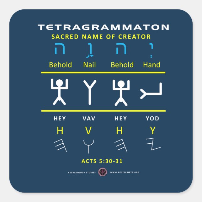 Pegatina Cuadrada Tetragrammaton YHVH (Anverso)