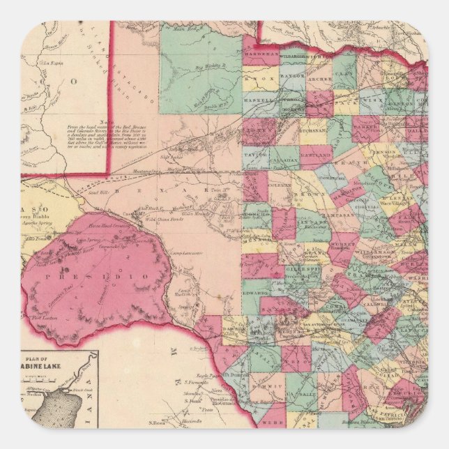 Pegatina Cuadrada Texas 10 (Anverso)