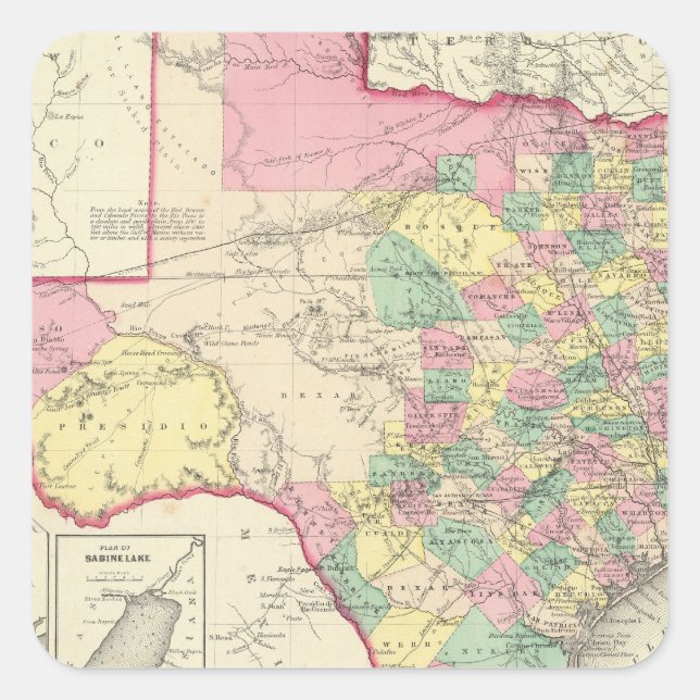 Pegatina Cuadrada Texas 4 (Anverso)