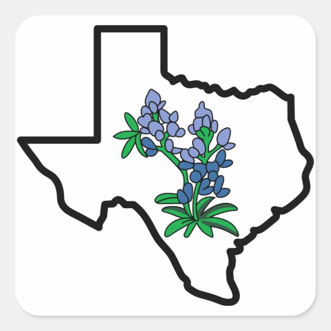 Pegatina Cuadrada Texas Bluebonnets (Anverso)