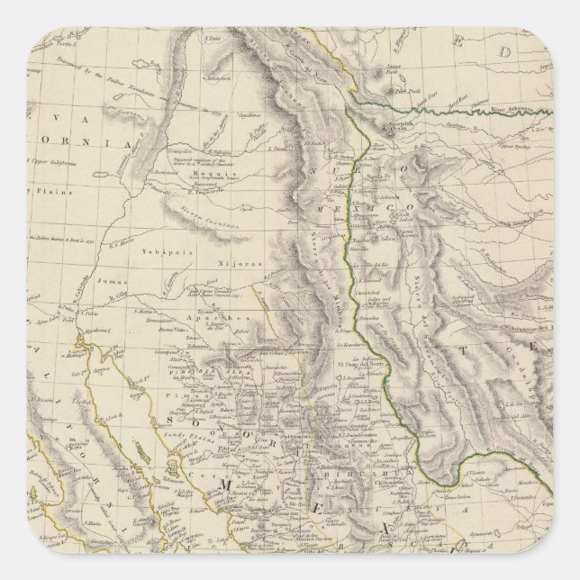 Pegatina Cuadrada Texas, California, México (Anverso)