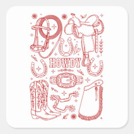 Pegatina Cuadrada Texas Cowboy Pack