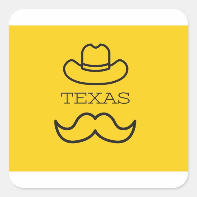 Pegatina Cuadrada Texas en amarillo 2 (Anverso)