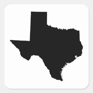 Pegatina Cuadrada Texas en blanco y negro
