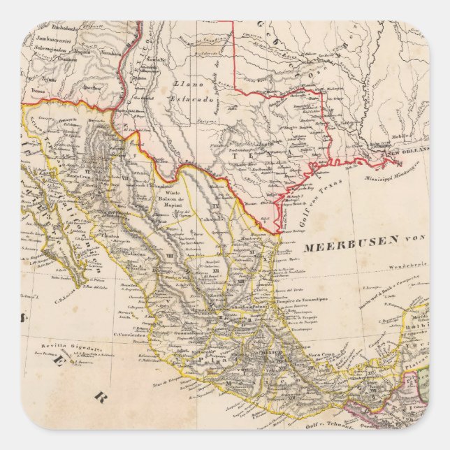 Pegatina Cuadrada Texas, México (Anverso)
