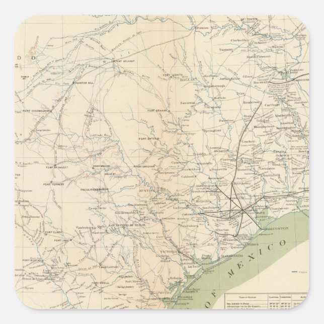Pegatina Cuadrada Texas, pt de NM (Anverso)