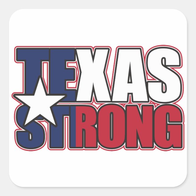 Pegatina Cuadrada Texas-Strong (Anverso)