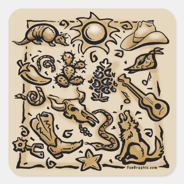 Pegatina Cuadrada Texas Thang (Anverso)