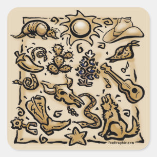 Pegatina Cuadrada Texas Thang