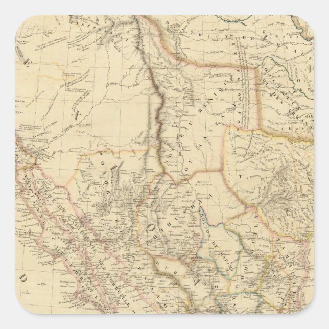 Pegatina Cuadrada Texas y México (Anverso)