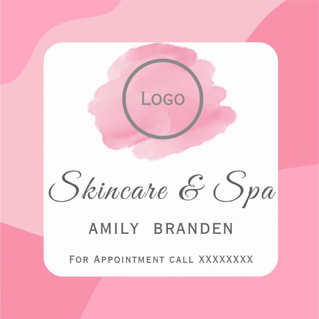 Pegatina Cuadrada Text Spa de acuarela rosa  (Subido por el creador)
