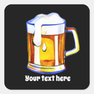 Pegatina Cuadrada Texto de adición de cerveza de Guay
