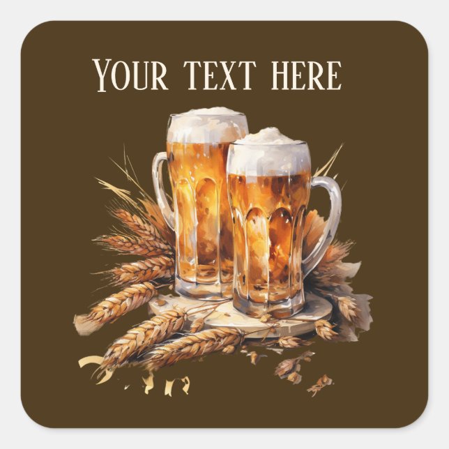 Pegatina Cuadrada Texto de adición de cerveza de Guay (Anverso)