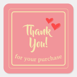 Pegatina Cuadrada Texto de agradecimiento profesional personalizado