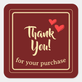 Pegatina Cuadrada Texto de agradecimiento profesional personalizado