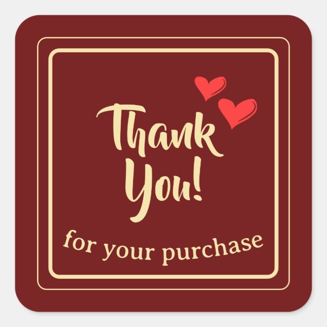 Pegatina Cuadrada Texto de agradecimiento profesional personalizado (Anverso)