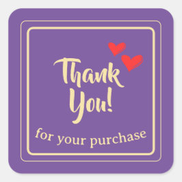 Pegatina Cuadrada Texto de agradecimiento profesional personalizado