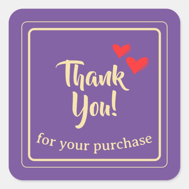 Pegatina Cuadrada Texto de agradecimiento profesional personalizado (Anverso)