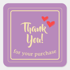 Pegatina Cuadrada Texto de agradecimiento profesional personalizado