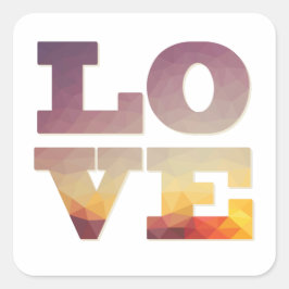 Pegatina Cuadrada Texto de amor morado/naranja/amarillo