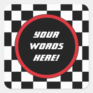 Pegatina Cuadrada Texto de encargo cuadrado a cuadros