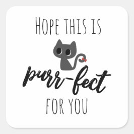 Pegatina Cuadrada Texto de juego de palabras de gato negro lindo