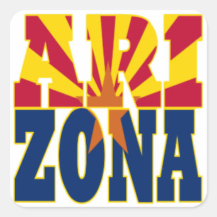 Pegatina Cuadrada Texto de la bandera de Arizona