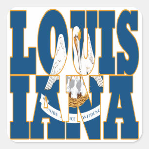 Pegatina Cuadrada Texto de la bandera del estado de Louisiana