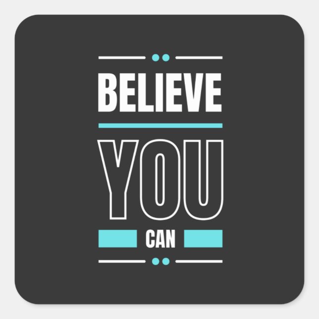 Pegatina Cuadrada Texto de moda y positivo de la cita de motivación (Anverso)