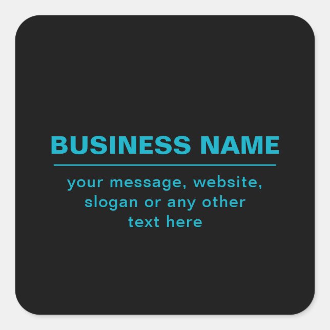 Pegatina Cuadrada Texto de personalizable para empresas Etc. negro e (Anverso)