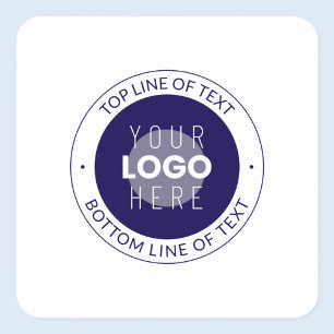 Pegatina Cuadrada Texto de personalizable y su logotipo   Púrpura az
