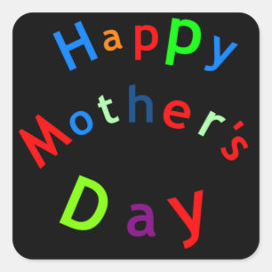 Pegatina Cuadrada Texto del Día de la Madre Feliz