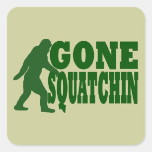 Pegatina Cuadrada Texto del eslogan verde fuera de squatchin