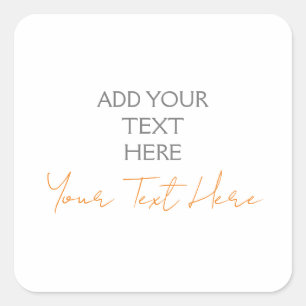 Pegatina Cuadrada Texto moderno Minimalista sencillo personalizado a