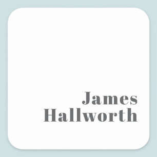 Pegatina Cuadrada Texto moderno retro editable de estilo   Gris