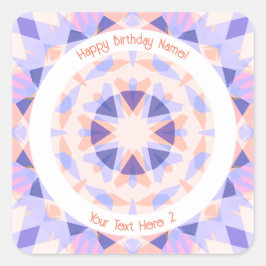 Pegatina Cuadrada Texto Personalizado Edad Rosa Cumpleaños Mágico Es