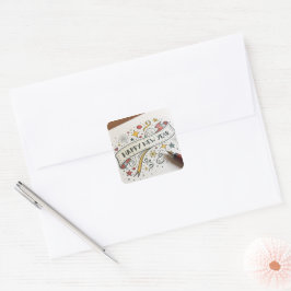 Pegatina Cuadrada Texto personalizado moderno Feliz Año Nuevo