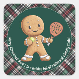 Pegatina Cuadrada 🎾 texto 🎄 Personalizado, Padel Powered Navidades